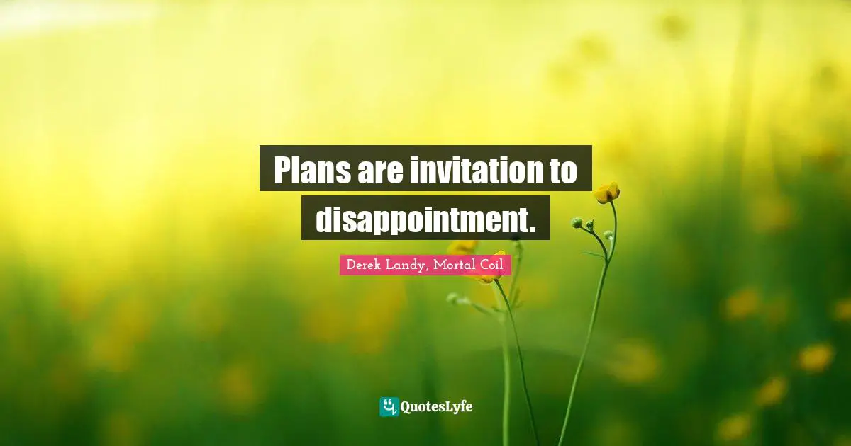 Plans are invitation to disappointment.