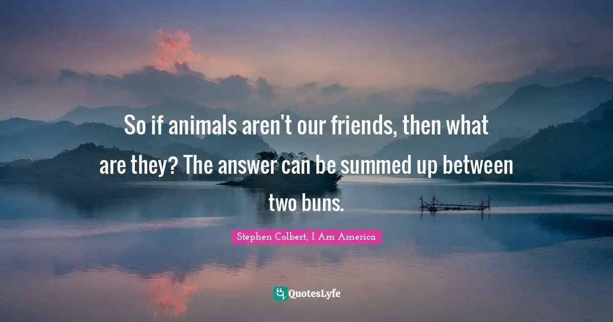 So if animals aren't our friends, then what are they? The answer can be summed up between two buns.