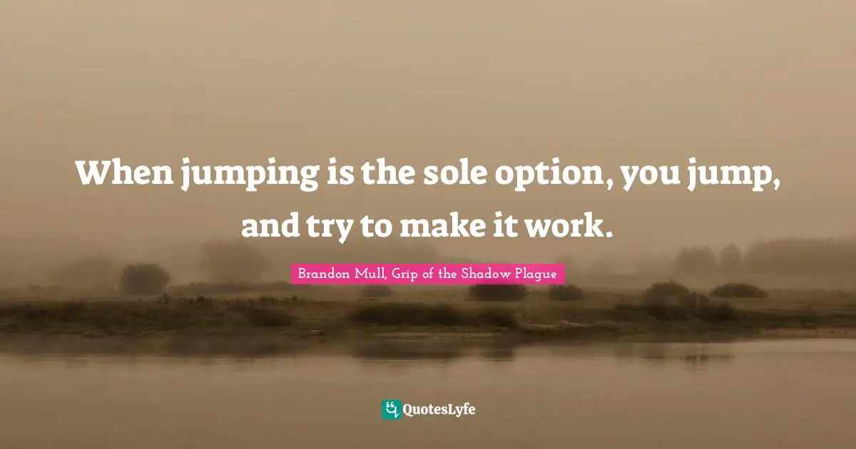 When jumping is the sole option, you jump, and try to make it work.