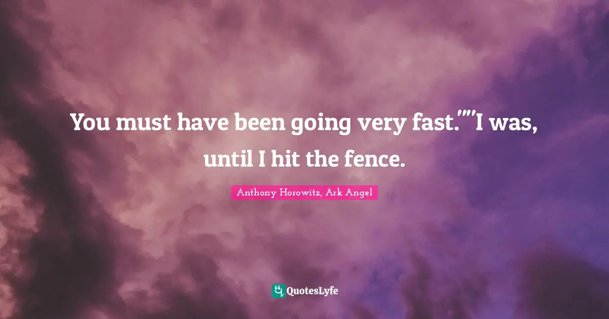 You must have been going very fast.""I was, until I hit the fence.