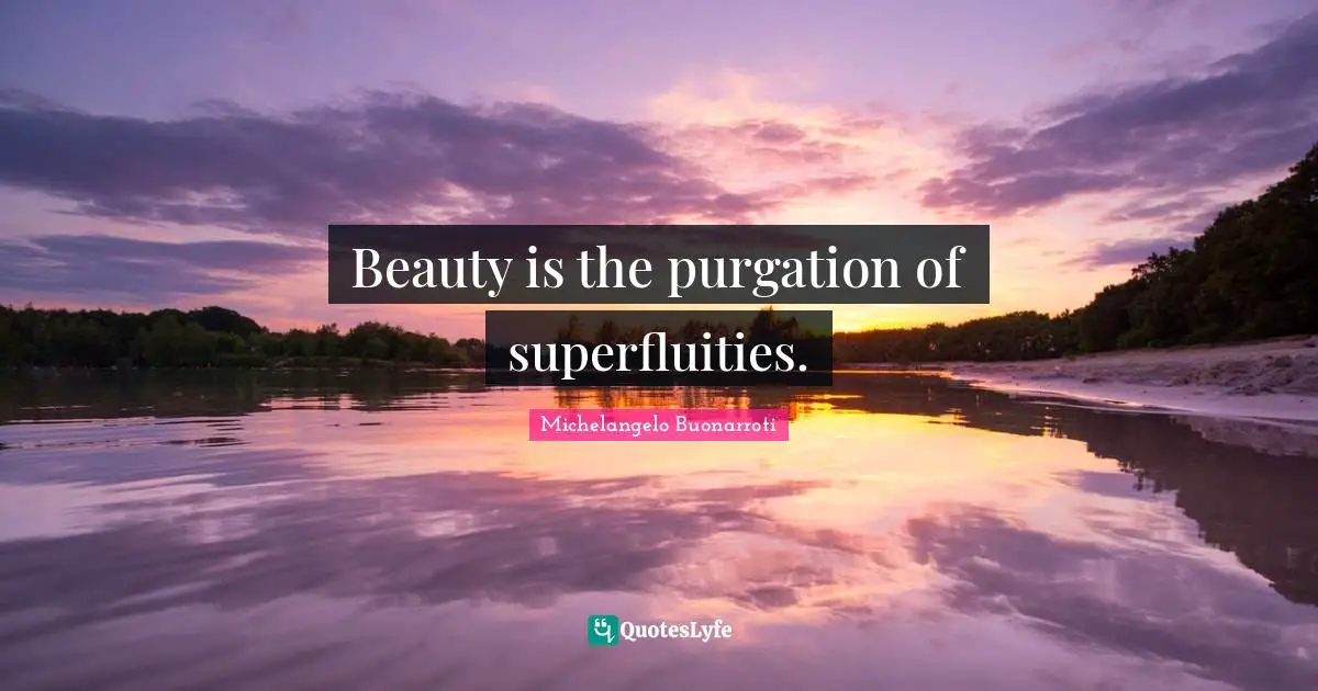 Michelangelo Buonarroti Quotes: Beauty is the purgation of superfluities.