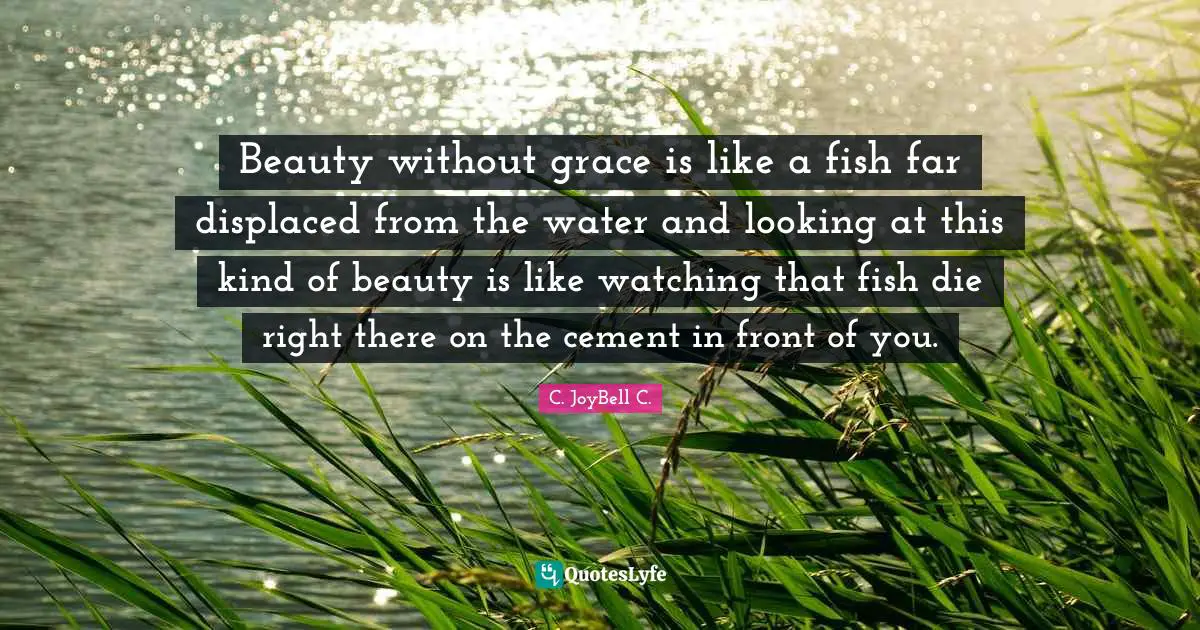 Beauty without grace is like a fish far displaced from the water and looking at this kind of beauty is like watching that fish die right there on the cement in front of you.