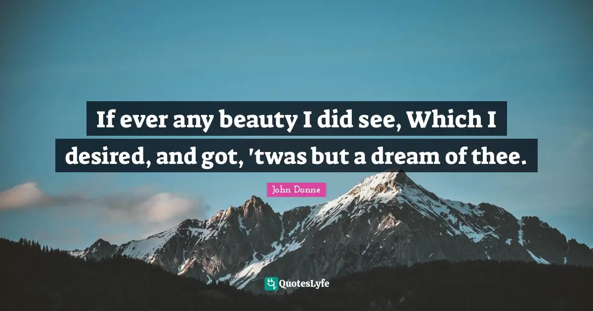 John Donne Quotes: "If ever any beauty I did see, Which I desired, and got, 'twas but a dream of thee."