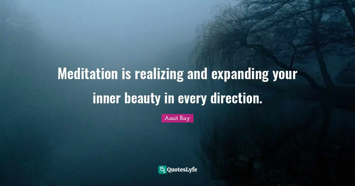 Amit Ray Quotes: "Meditation is realizing and expanding your inner beauty in every direction."