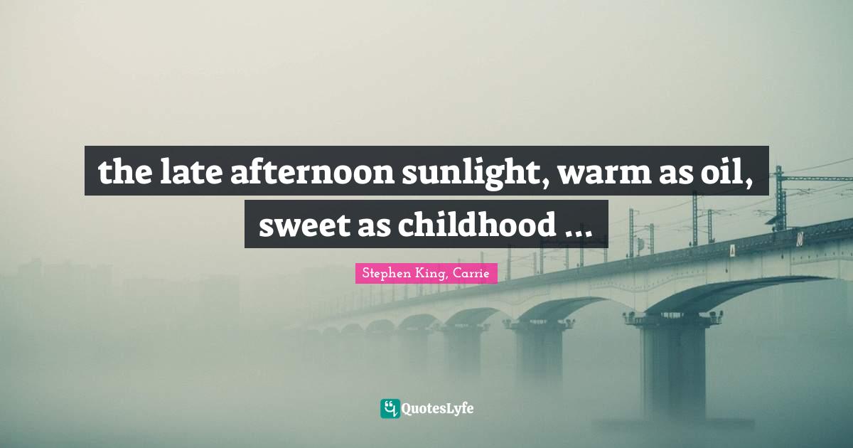 the late afternoon sunlight, warm as oil, sweet as childhood ...