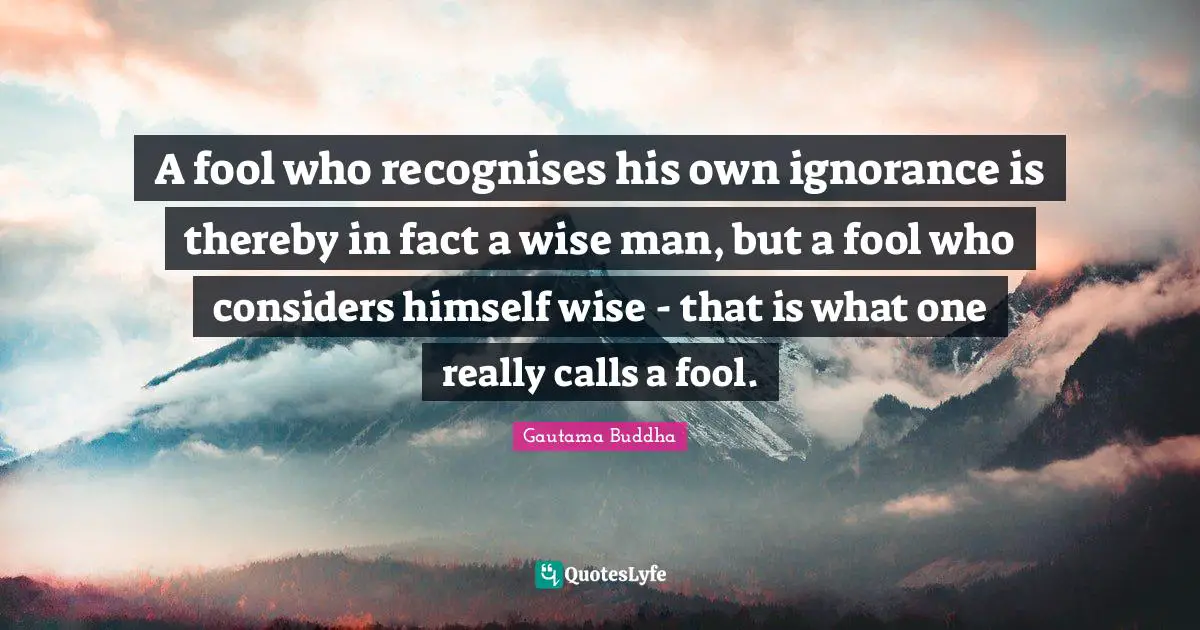 A fool who recognises his own ignorance is thereby in fact a wise man, but a fool who considers himself wise - that is what one really calls a fool.