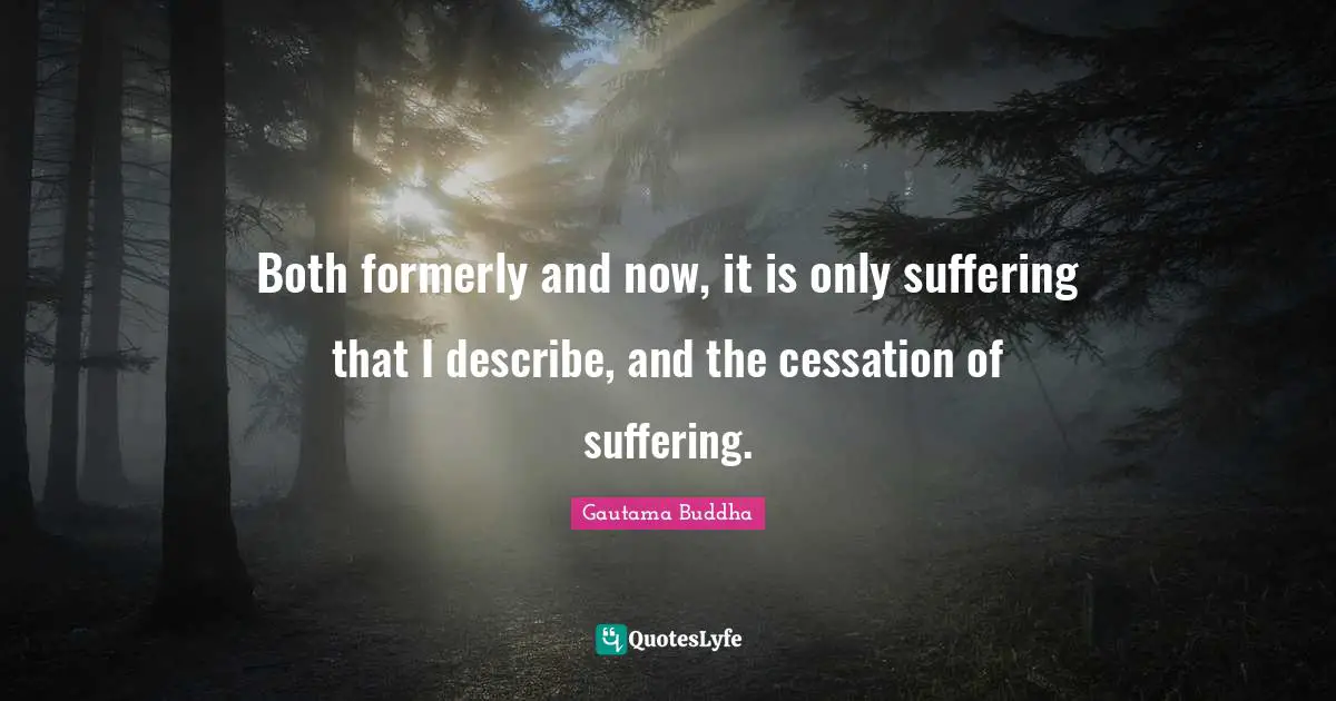 Both formerly and now, it is only suffering that I describe, and the cessation of suffering.
