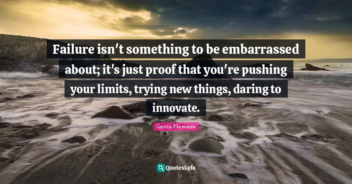 Failure isn't something to be embarrassed about; it's just proof that you're pushing your limits, trying new things, daring to innovate.
