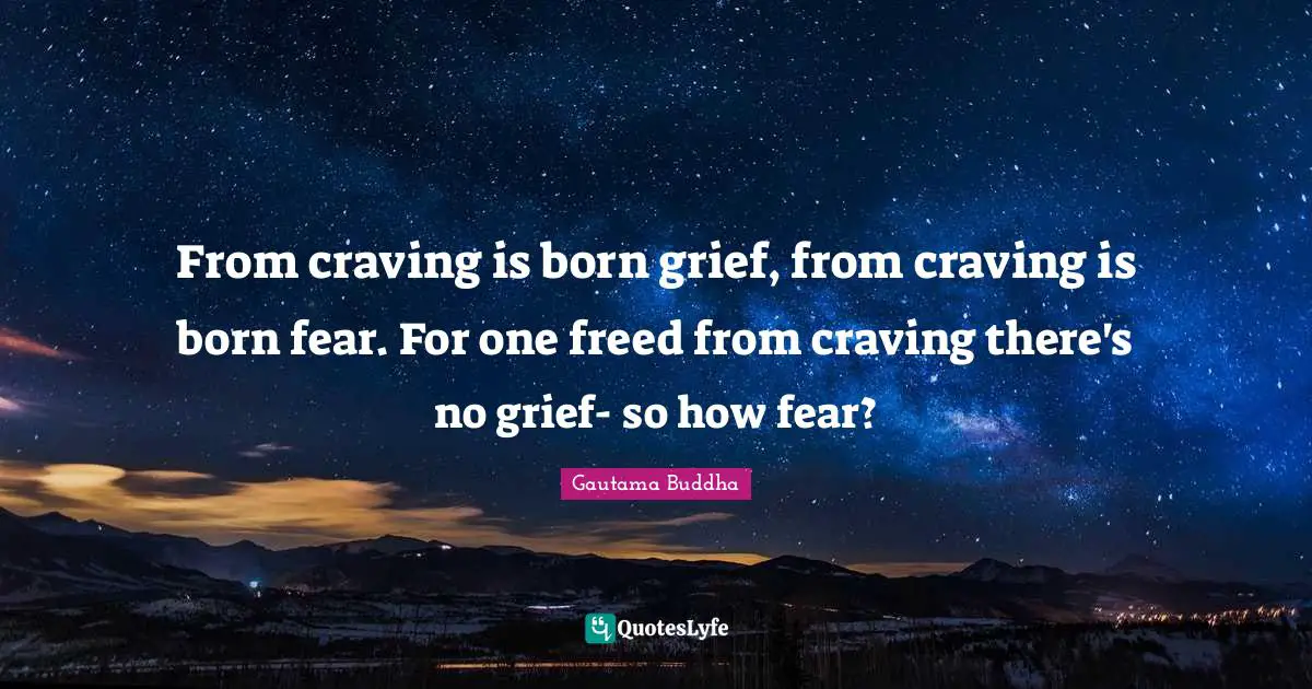 From craving is born grief, from craving is born fear. For one freed from craving there's no grief- so how fear?