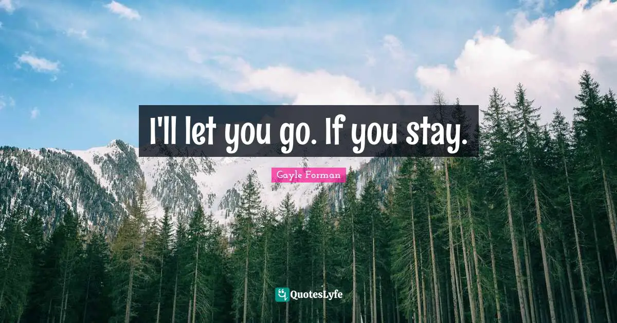 I'll let you go. If you stay.