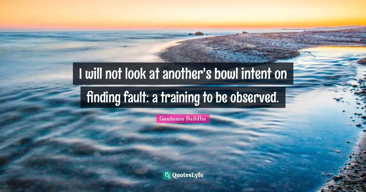 I will not look at another's bowl intent on finding fault: a training to be observed.
