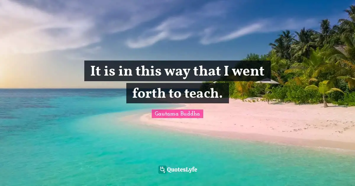 It is in this way that I went forth to teach.