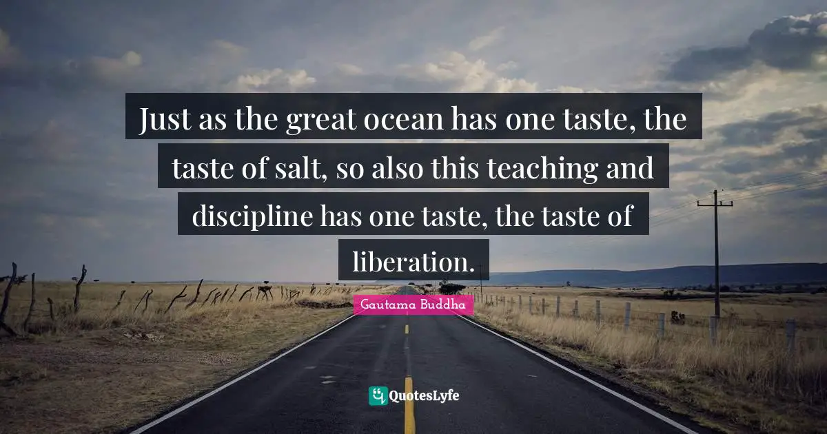 Just as the great ocean has one taste, the taste of salt, so also this teaching and discipline has one taste, the taste of liberation.