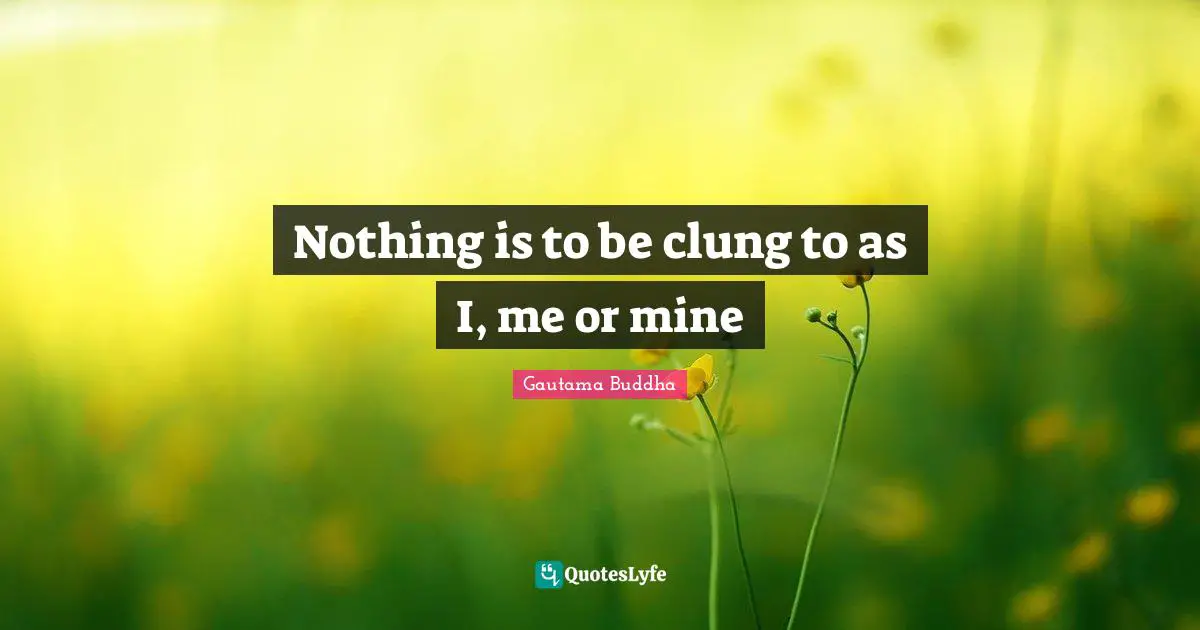 Nothing is to be clung to as I, me or mine
