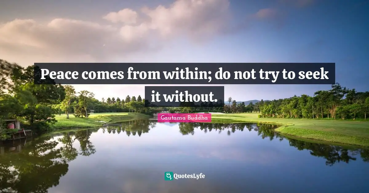 Peace comes from within; do not try to seek it without.
