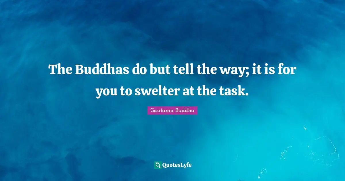 The Buddhas do but tell the way; it is for you to swelter at the task.