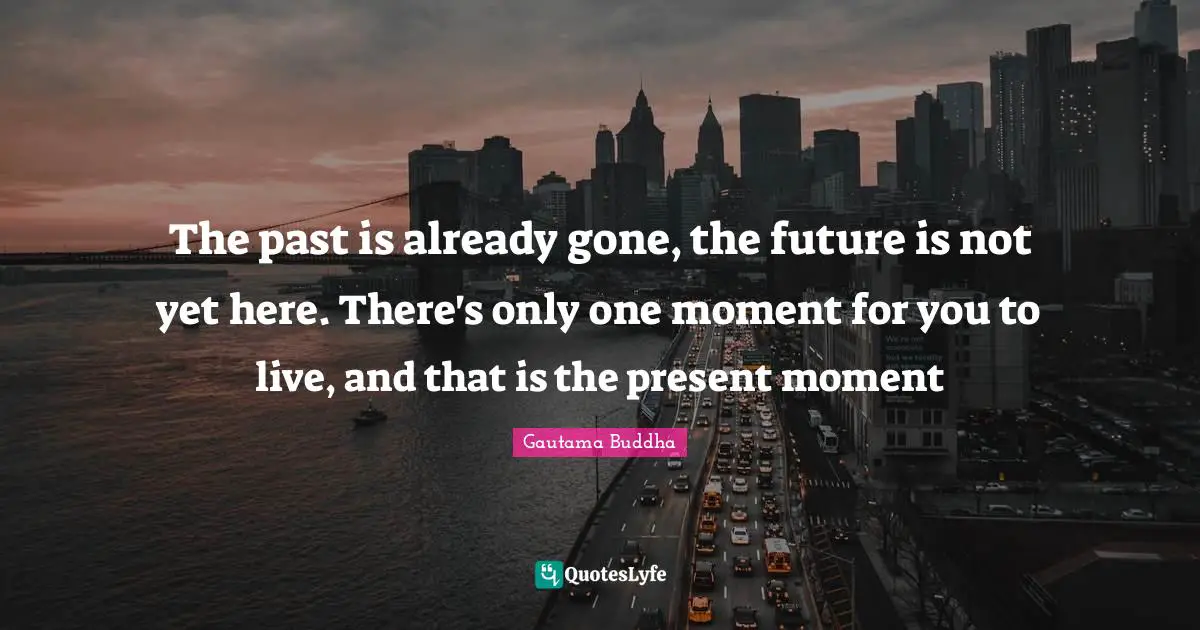 The past is already gone, the future is not yet here. There's only one moment for you to live, and that is the present moment