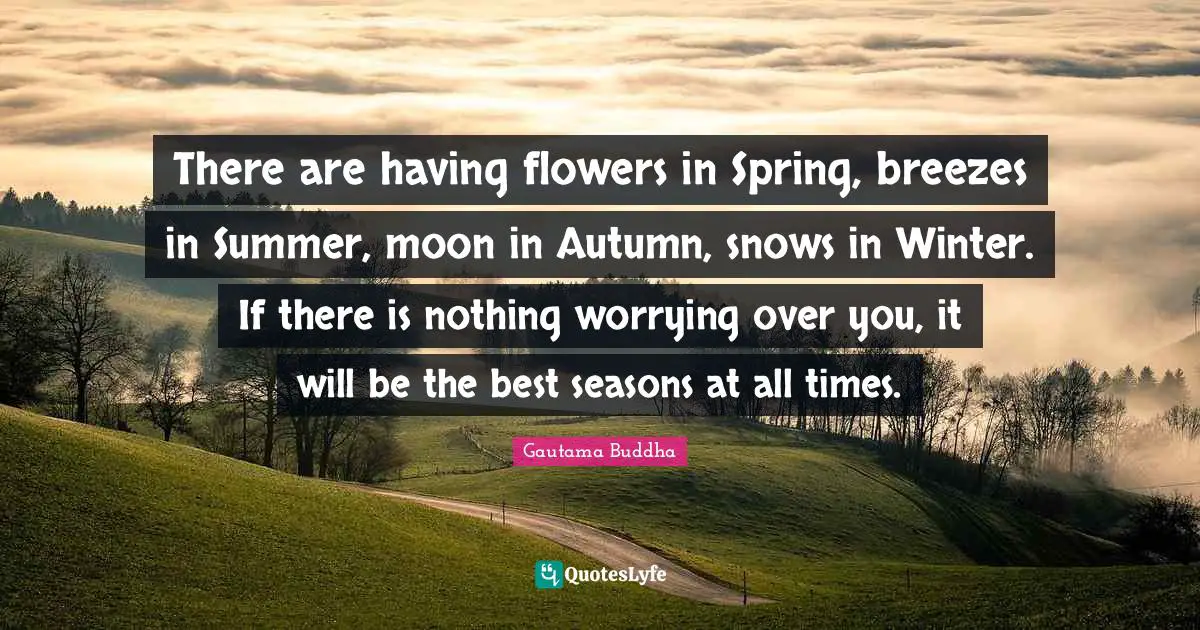 There are having flowers in Spring, breezes in Summer, moon in Autumn, snows in Winter. If there is nothing worrying over you, it will be the best seasons at all times.