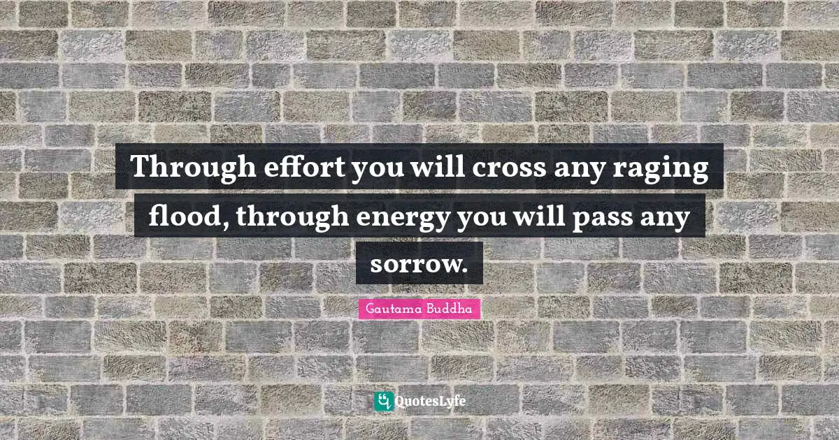 Flood Quotes: "Through effort you will cross any raging flood, through energy you will pass any sorrow."