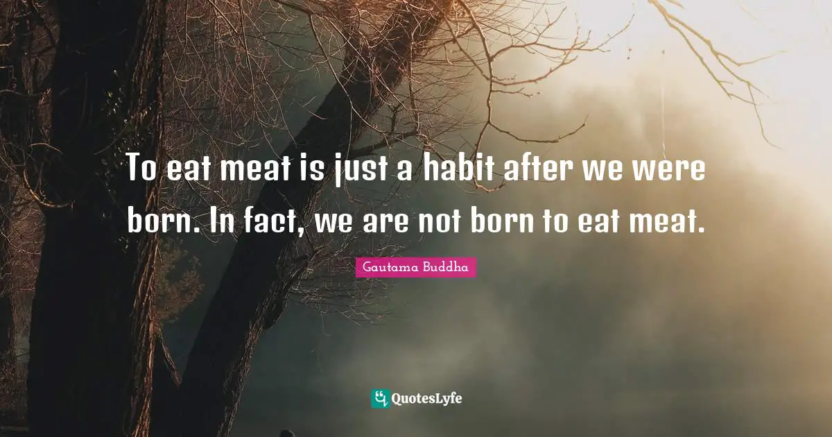 To eat meat is just a habit after we were born. In fact, we are not born to eat meat.