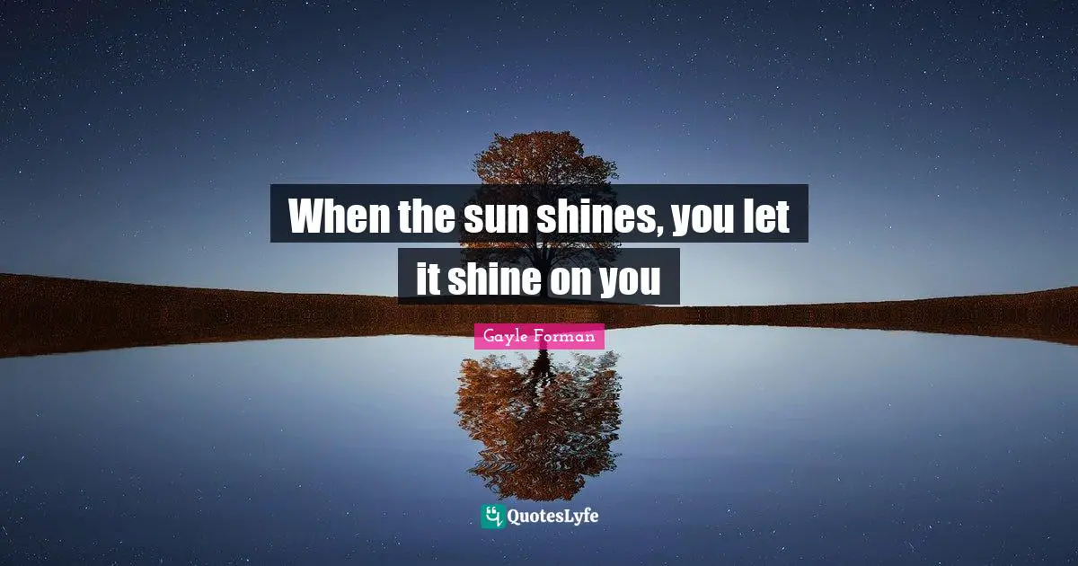 Sun Shines Quotes: "When the sun shines, you let it shine on you"