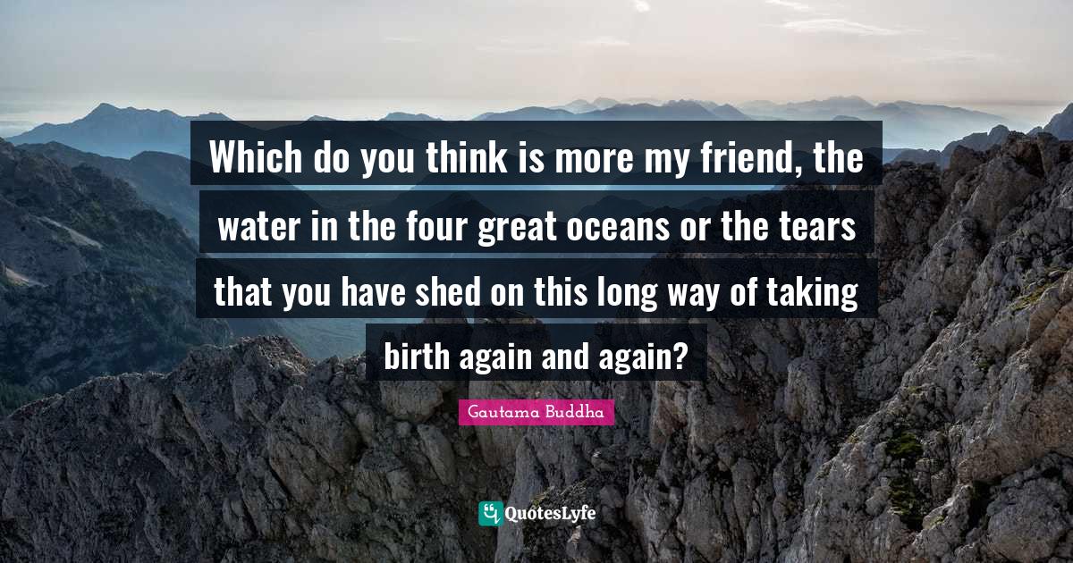 Which do you think is more my friend, the water in the four great oceans or the tears that you have shed on this long way of taking birth again and again?