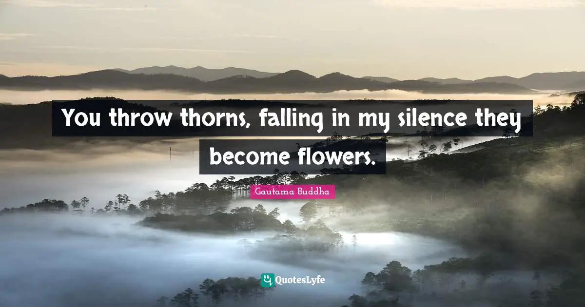 You throw thorns, falling in my silence they become flowers.