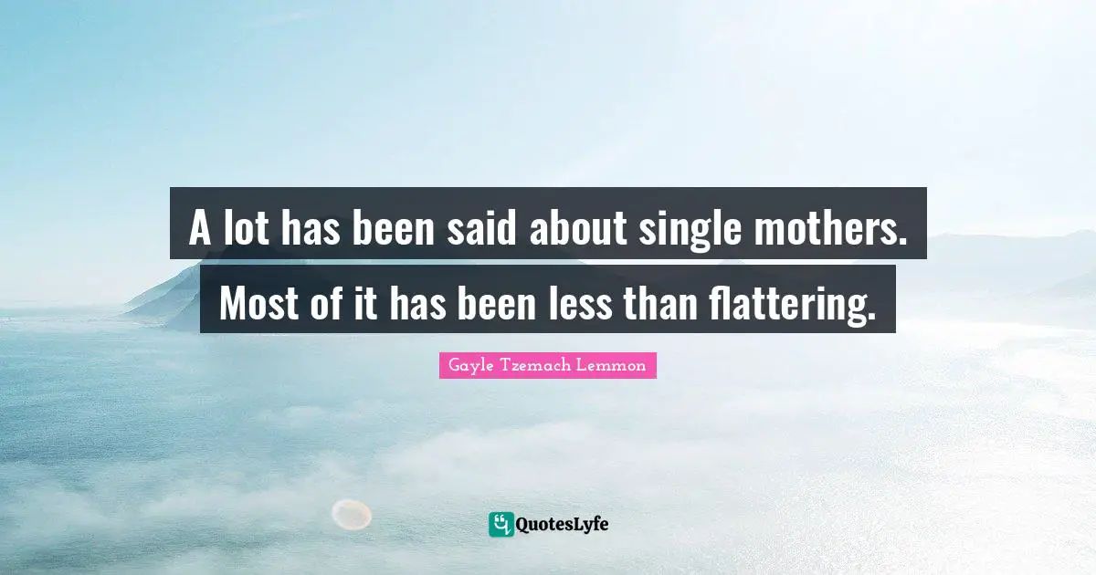A lot has been said about single mothers. Most of it has been less than flattering.