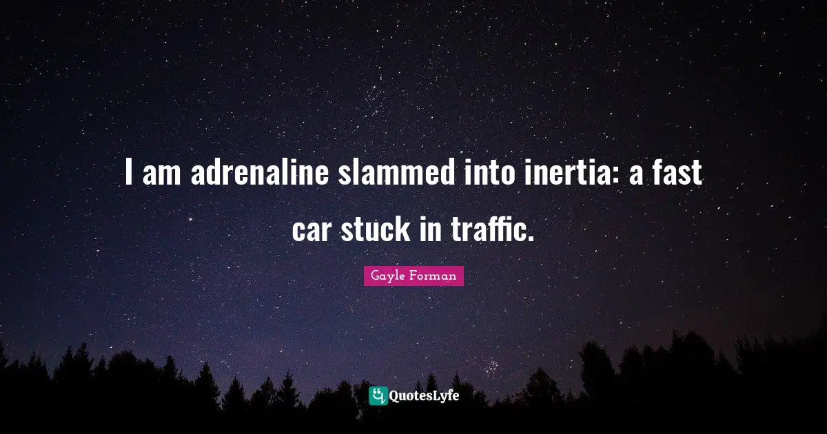 I am adrenaline slammed into inertia: a fast car stuck in traffic.