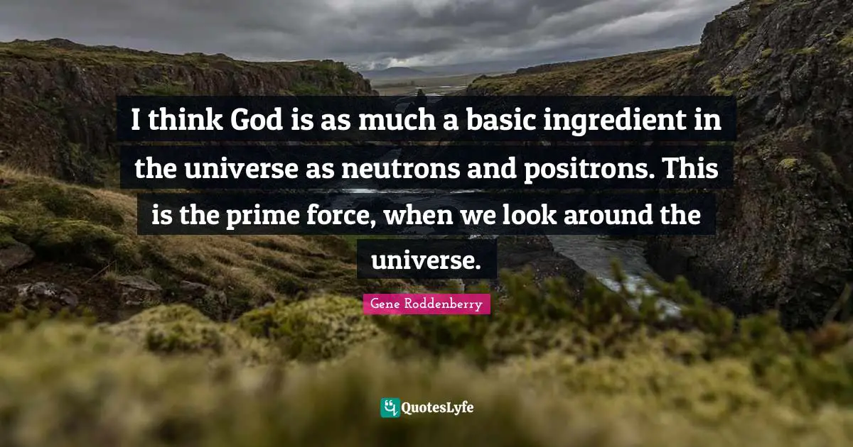 I think God is as much a basic ingredient in the universe as neutrons and positrons. This is the prime force, when we look around the universe.