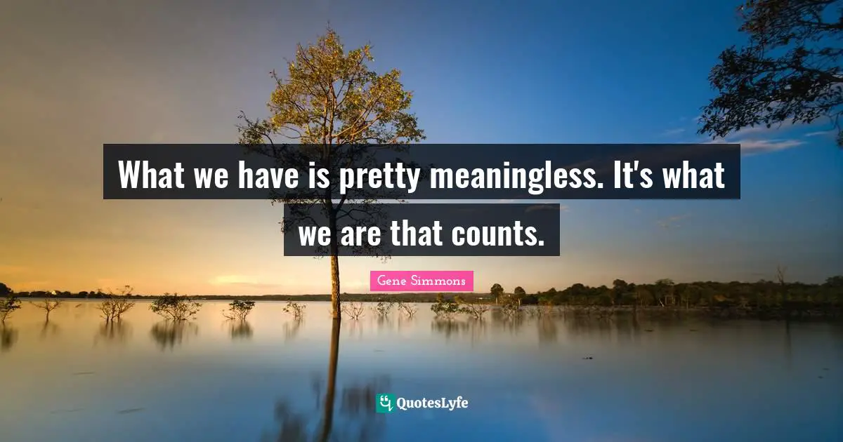 Meaningless Quotes: "What we have is pretty meaningless. It's what we are that counts."