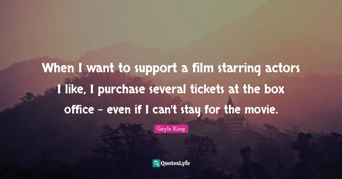 When I want to support a film starring actors I like, I purchase several tickets at the box office - even if I can't stay for the movie.