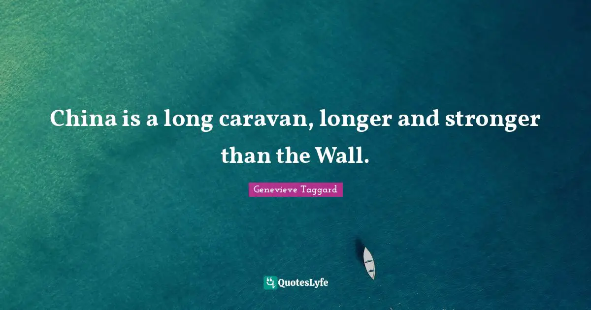 China is a long caravan, longer and stronger than the Wall.