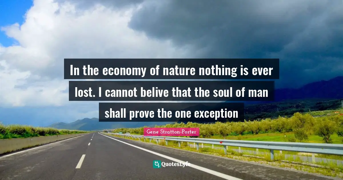 In the economy of nature nothing is ever lost. I cannot belive that the soul of man shall prove the one exception