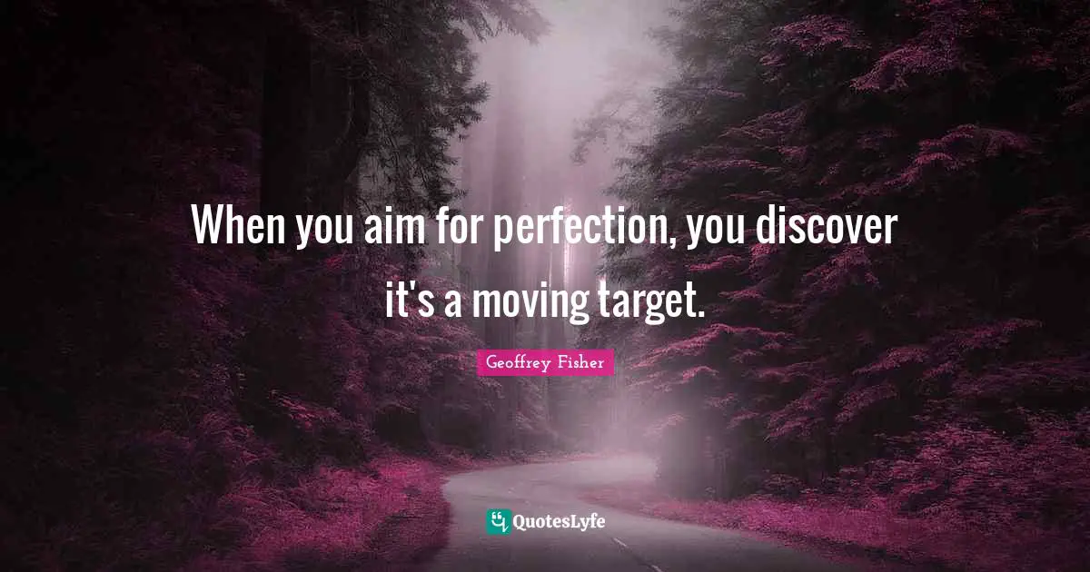 When you aim for perfection, you discover it's a moving target.
