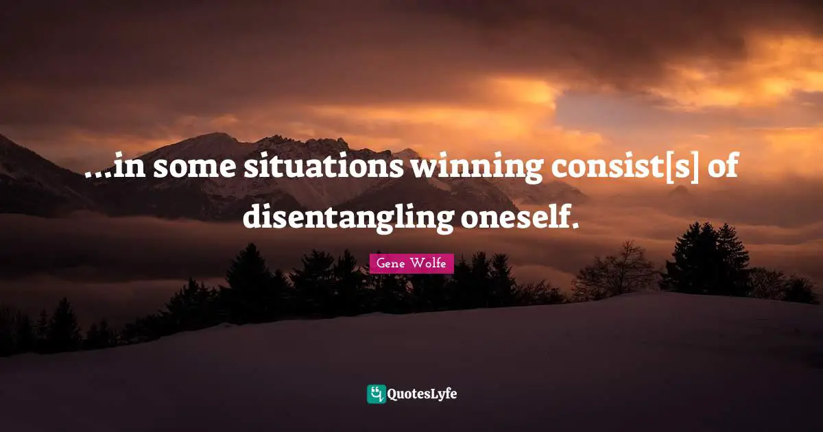 ...in some situations winning consist[s] of disentangling oneself.