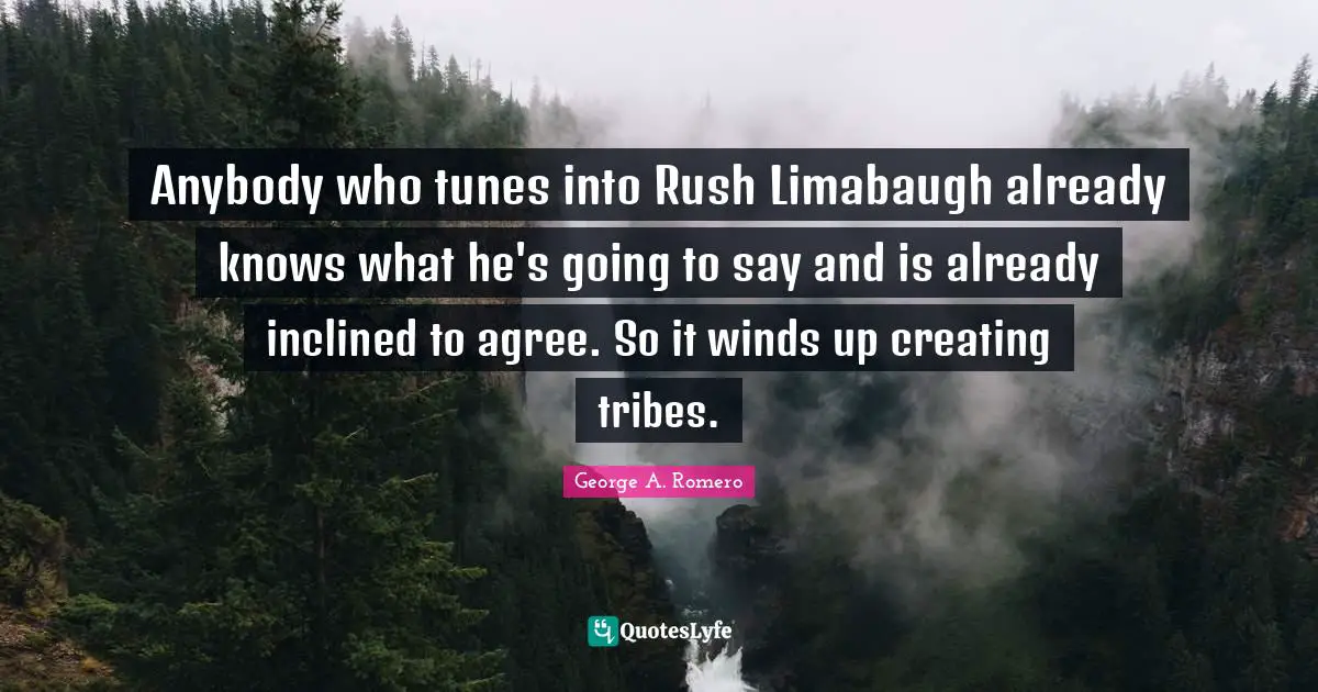 Anybody who tunes into Rush Limabaugh already knows what he's going to say and is already inclined to agree. So it winds up creating tribes.