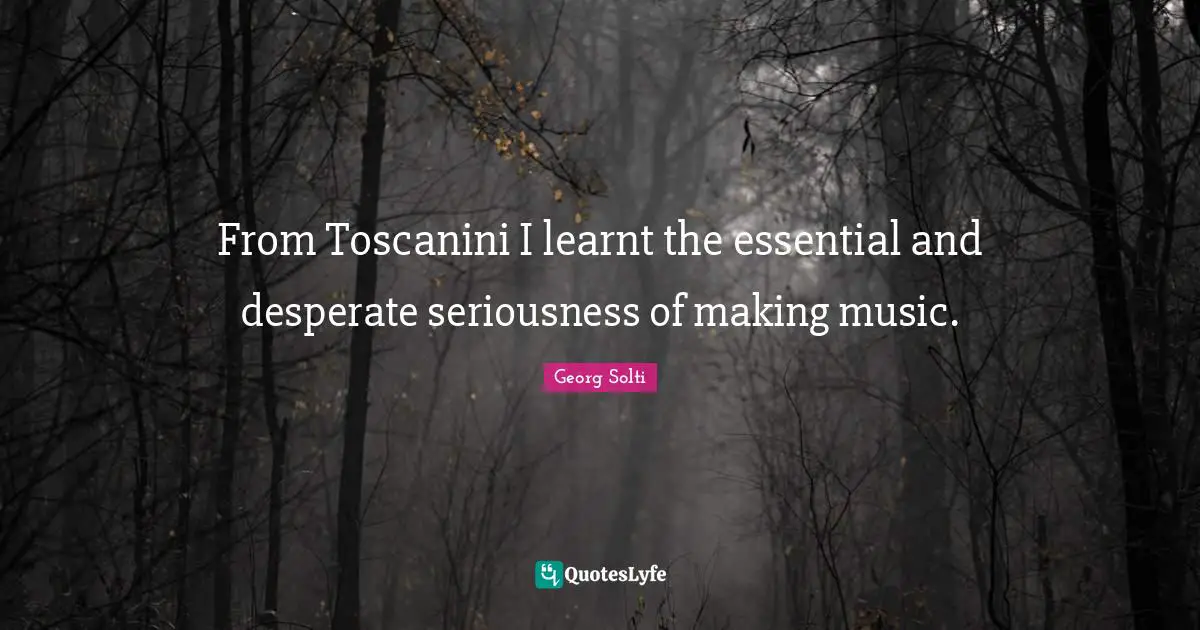From Toscanini I learnt the essential and desperate seriousness of making music.