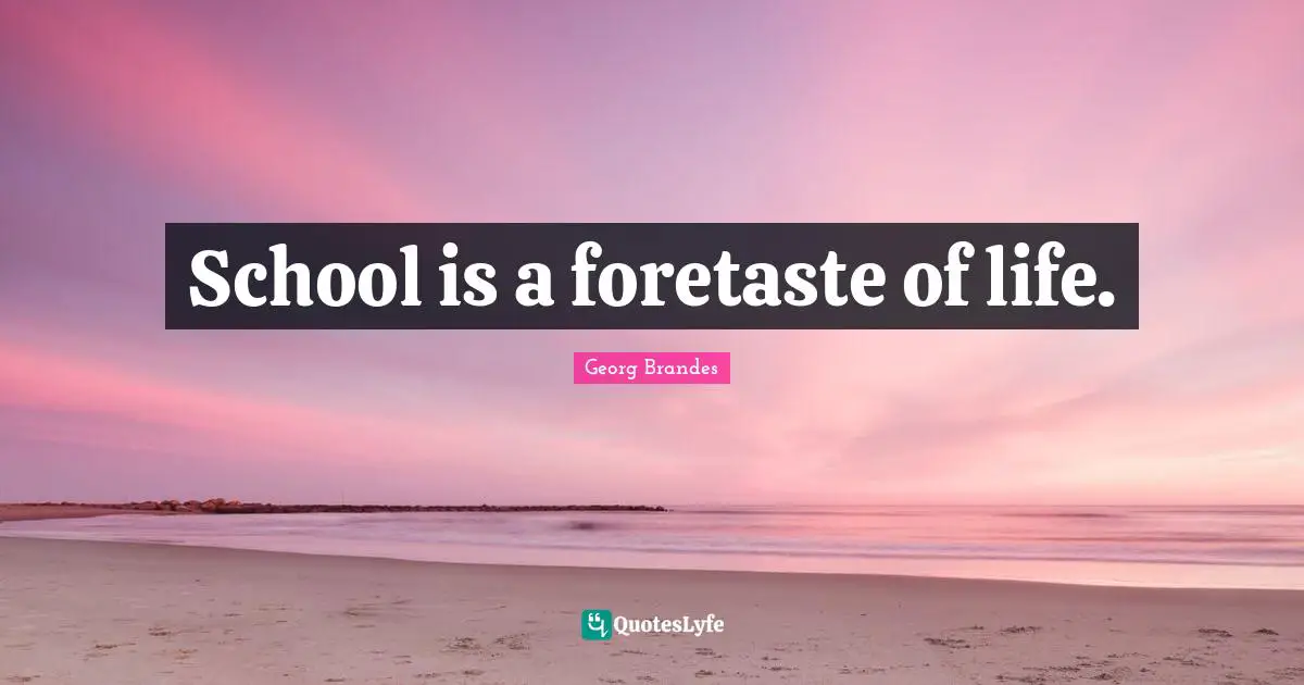 School is a foretaste of life.