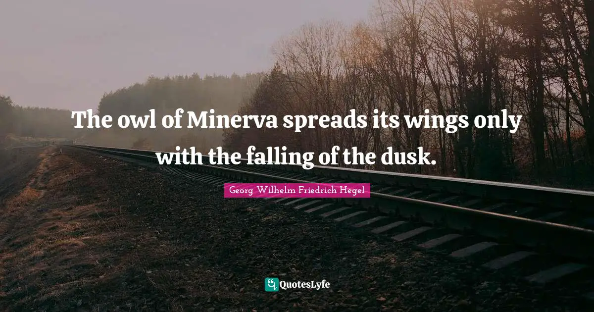 The owl of Minerva spreads its wings only with the falling of the dusk.