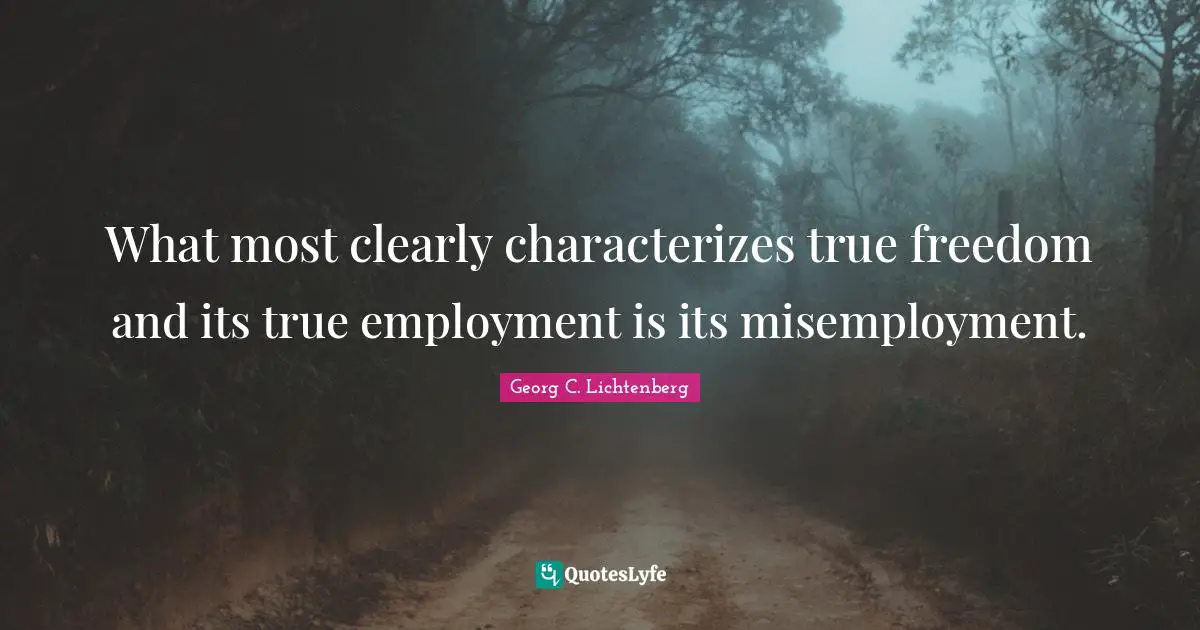 What most clearly characterizes true freedom and its true employment is its misemployment.