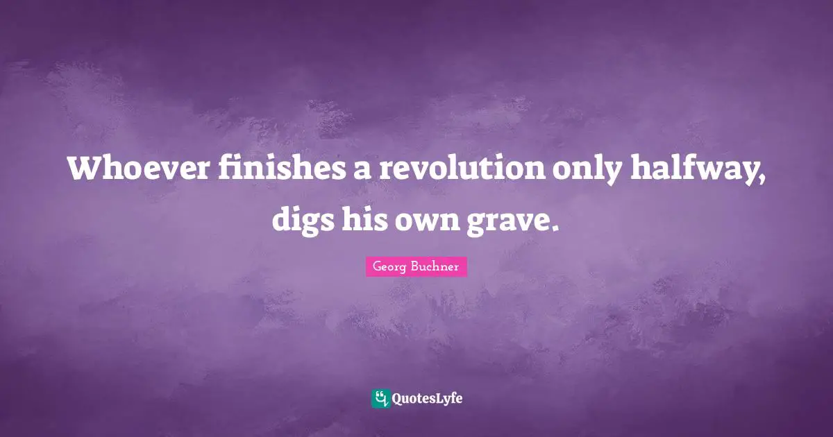 Whoever finishes a revolution only halfway, digs his own grave.