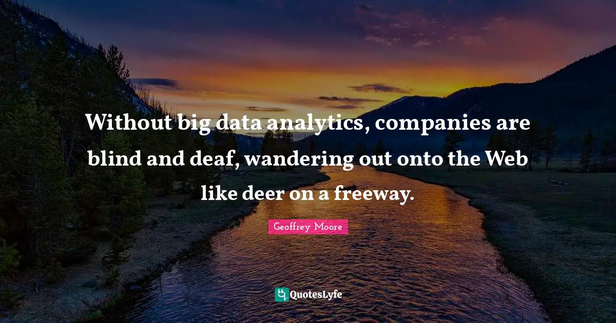 Deaf Quotes: "Without big data analytics, companies are blind and deaf, wandering out onto the Web like deer on a freeway."