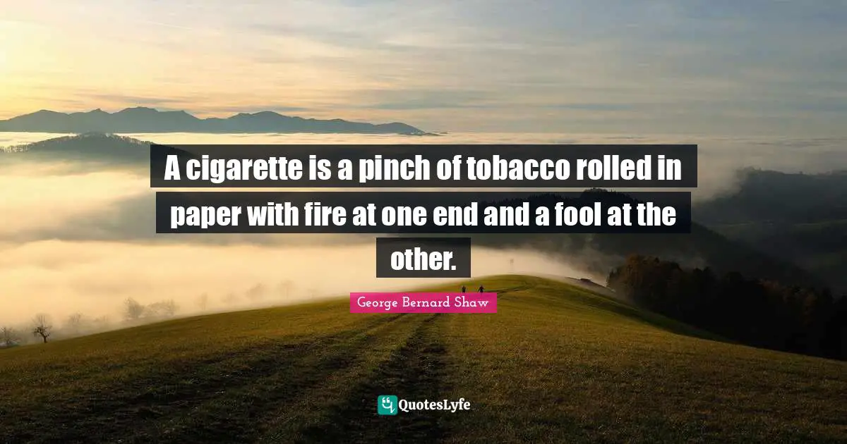 Fire Quotes: "A cigarette is a pinch of tobacco rolled in paper with fire at one end and a fool at the other."
