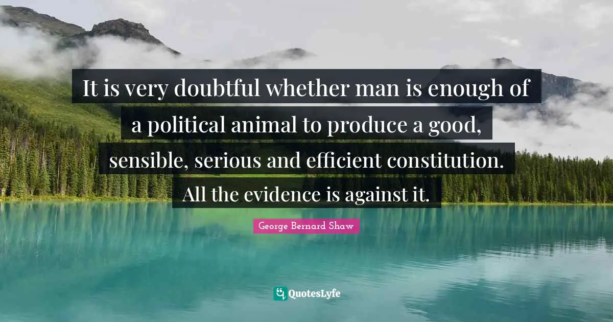 Efficient Quotes: "It is very doubtful whether man is enough of a political animal to produce a good, sensible, serious and efficient constitution. All the evidence is against it."
