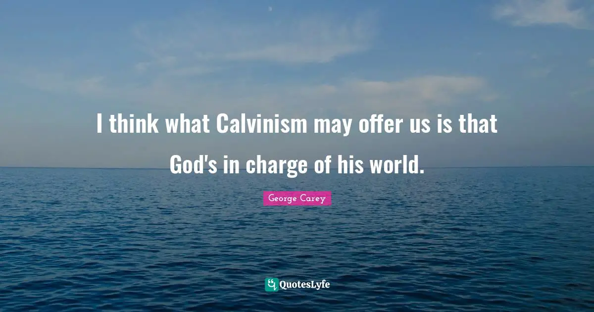 I think what Calvinism may offer us is that God's in charge of his world.