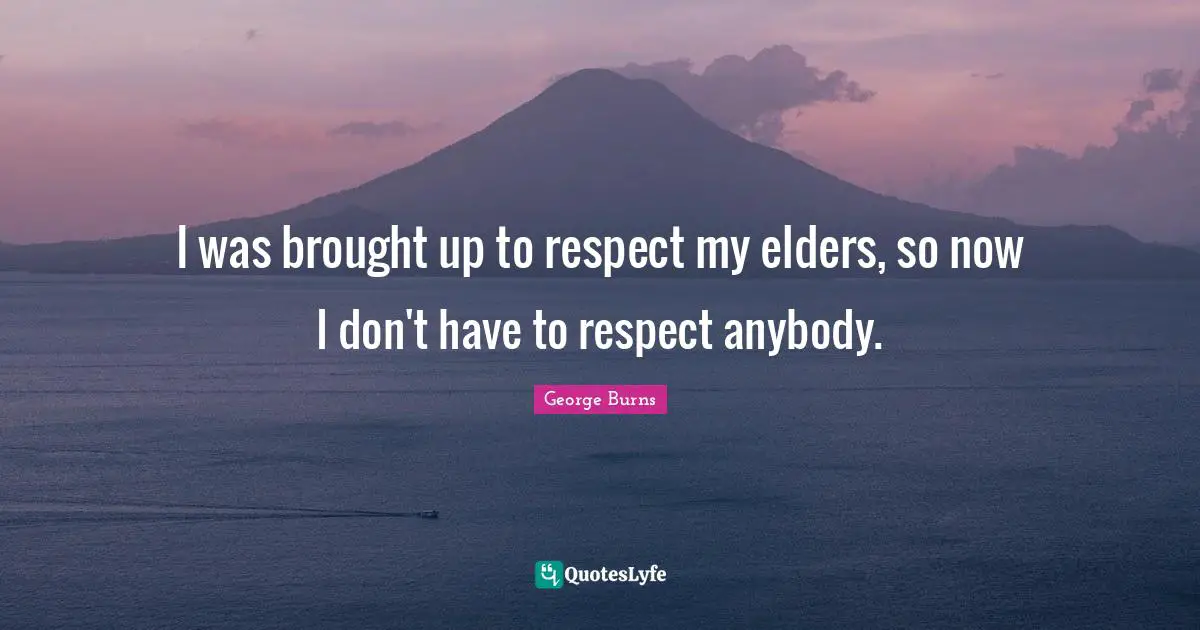 Birthday Quotes: "I was brought up to respect my elders, so now I don't have to respect anybody."