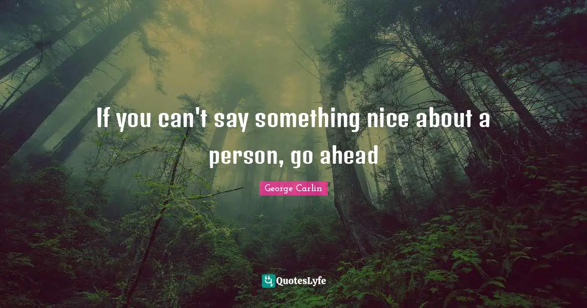 If you can't say something nice about a person, go ahead