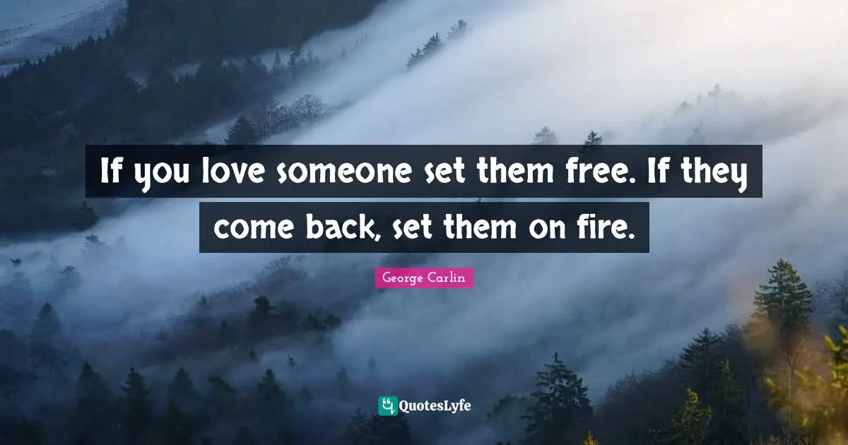 George Carlin Quotes: If you love someone set them free. If they come back, set them on fire.