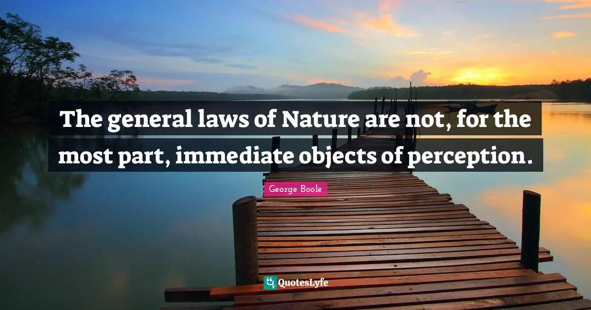 The general laws of Nature are not, for the most part, immediate objects of perception.